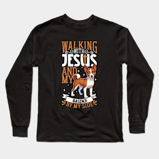 Jesus and dog - Basenji Long Sleeve T-Shirt